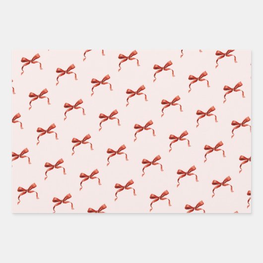 Hand Drawn Red Ribbon Bow Geschenkpapier Set (Vorderseite 2)