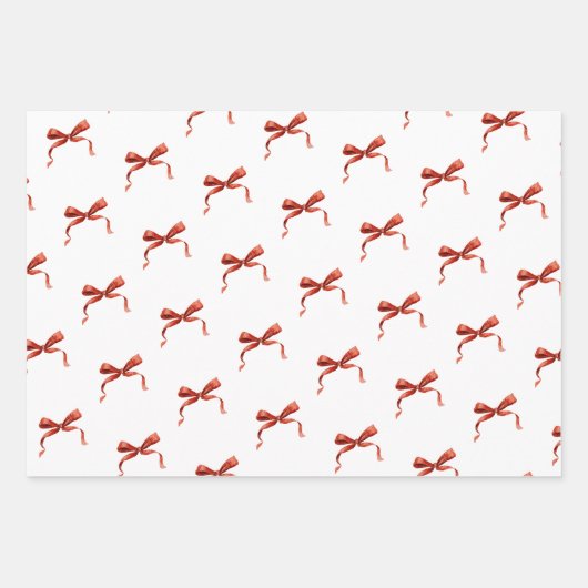 Hand Drawn Red Ribbon Bow Geschenkpapier Set (Vorderseite)
