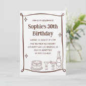 Hand Drawn Red & White 30TH Birthday Photo Einladung (Stehend Vorderseite)