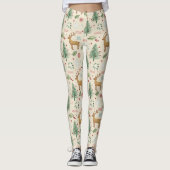 Hand-Drawn Reindeer & Christmas Tree Leggings (Vorderseite)
