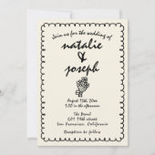 Hand Drawn Retro Funky Einzigartige Quirky Wedding Einladung (Vorderseite)