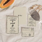 Hand Drawn Retro Funky Einzigartige Quirky Wedding Einladung