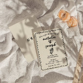 Hand Drawn Retro Funky Einzigartige Quirky Wedding Einladung