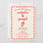 Hand Drawn Retro Funky QR Code Quirky Wedding Einladung (Vorderseite)