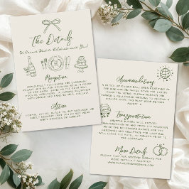 Hand Drawn Retro Wedding Details Begleitkarte