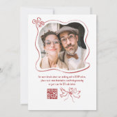 Hand Drawn Retro Whimsical Burgundy Wedding Photo Einladung (Rückseite)