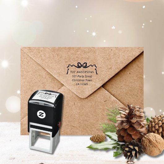 Hand Drawn Ribbon Bow Return Address Permastempel