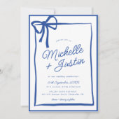 Hand Drawn Ribbon Bow Wedding Einladung (Vorderseite)
