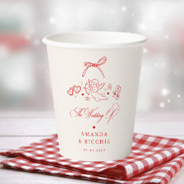 Hand Drawn Ribbon Cherub Vintage Cupid Wedding Pappbecher