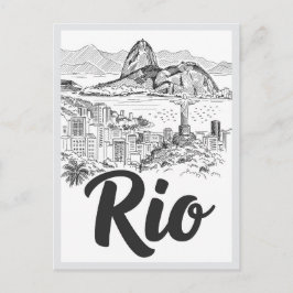 Hand drawn Rio de Janeiro Brazil Scene Landmark Postkarte