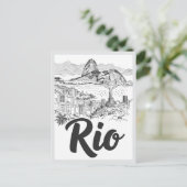 Hand drawn Rio de Janeiro Brazil Scene Landmark Postkarte (Stehend Vorderseite)