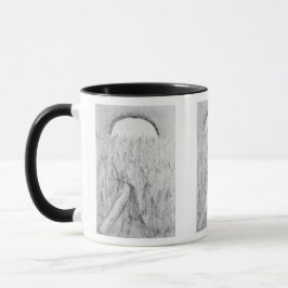 Hand-drawn road and evergreens with moon Mug Tasse