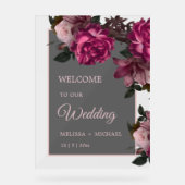 Hand Drawn Romantic Roses Wedding Welcome Acrylschild (Vorderseite)