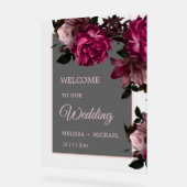 Hand Drawn Romantic Roses Wedding Welcome Acrylschild (Winkel)