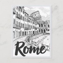 Hand drawn Rome Italy Scene Landmark Postkarte