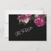 Hand Drawn Roses Black Floral RSVP Karte (Rückseite)