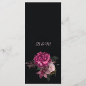 Hand Drawn Roses Dark Romantic Wedding Menükarte (Rückseite)