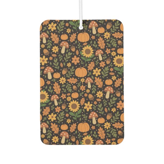 Hand Drawn Rustic Fall Pattern Air Freshener Autolufterfrischer (Vorderseite)