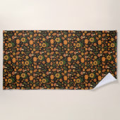 Hand Drawn Rustic Fall Pattern Beach Towel Strandtuch (Vorderseite)