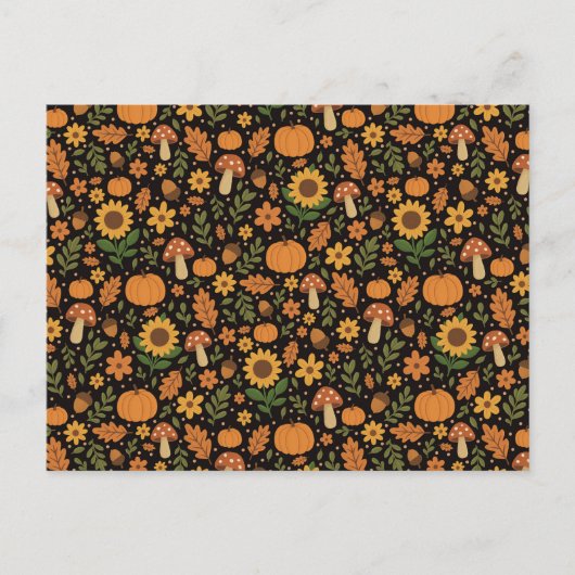 Hand Drawn Rustic Fall Pattern Envelope Postkarte (Vorderseite)