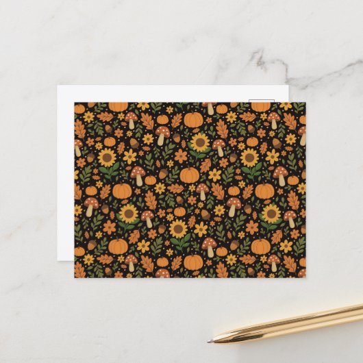 Hand Drawn Rustic Fall Pattern Envelope Postkarte (Vorderseite/Rückseite Beispiel)