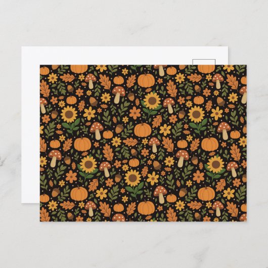 Hand Drawn Rustic Fall Pattern Envelope Postkarte (Vorne/Hinten)