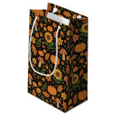 Hand Drawn Rustic Fall Pattern Gift Bag Kleine Geschenktüte (Rückseite Schrägansicht)