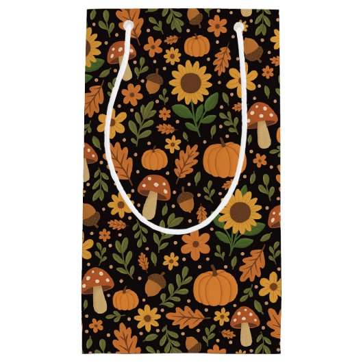 Hand Drawn Rustic Fall Pattern Gift Bag Kleine Geschenktüte (Vorderseite)