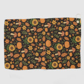 Hand Drawn Rustic Fall Pattern Golf Towel Golfhandtuch (Horizontal)