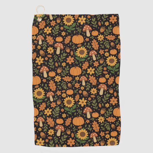 Hand Drawn Rustic Fall Pattern Golf Towel Golfhandtuch (Vorderseite)