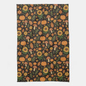 Hand Drawn Rustic Fall Pattern Kitchen Towel Geschirrtuch (Vertikal)