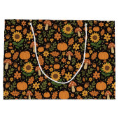 Hand Drawn Rustic Fall Pattern Large Gift Bag Große Geschenktüte (Rückseite)