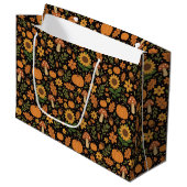 Hand Drawn Rustic Fall Pattern Large Gift Bag Große Geschenktüte (Vorderseite Schrägansicht)