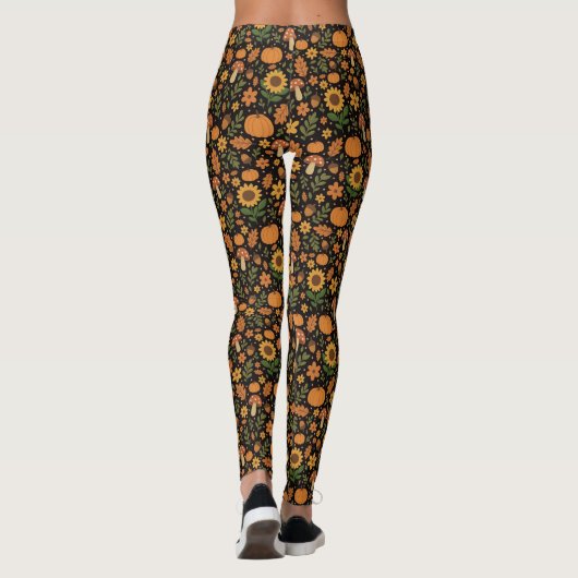Hand Drawn Rustic Fall Pattern Leggings (Rückseite)