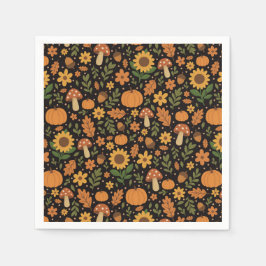 Hand Drawn Rustic Fall Pattern Napkins Serviette
