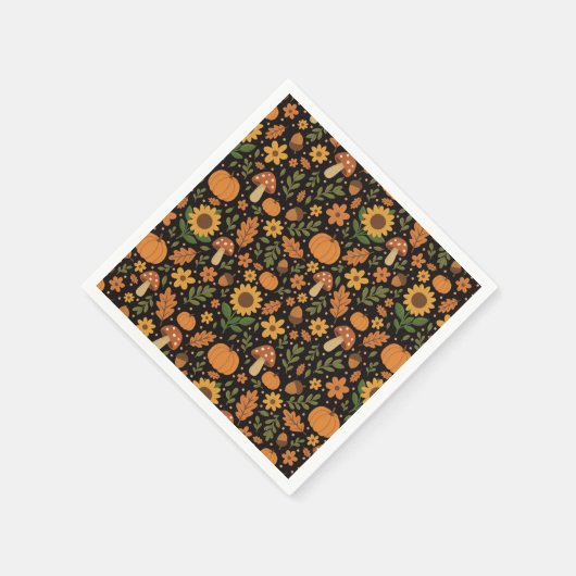 Hand Drawn Rustic Fall Pattern Napkins Serviette (Ecke)