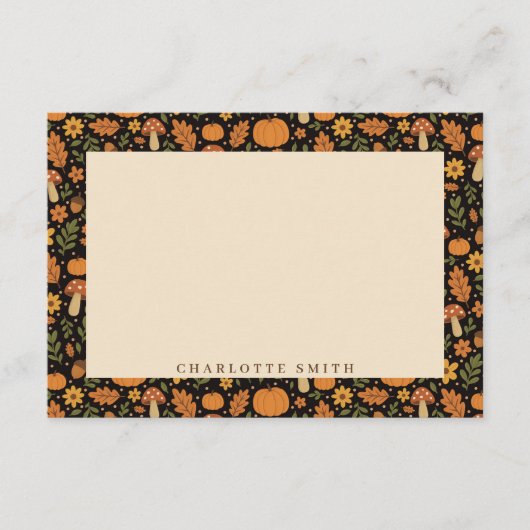 Hand Drawn Rustic Fall Pattern Note Card Mitteilungskarte (Vorderseite)