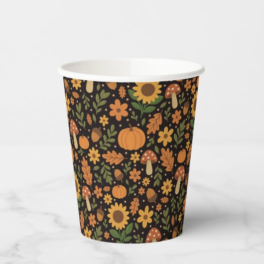 Hand Drawn Rustic Fall Pattern Paper Plates Pappbecher (Links)