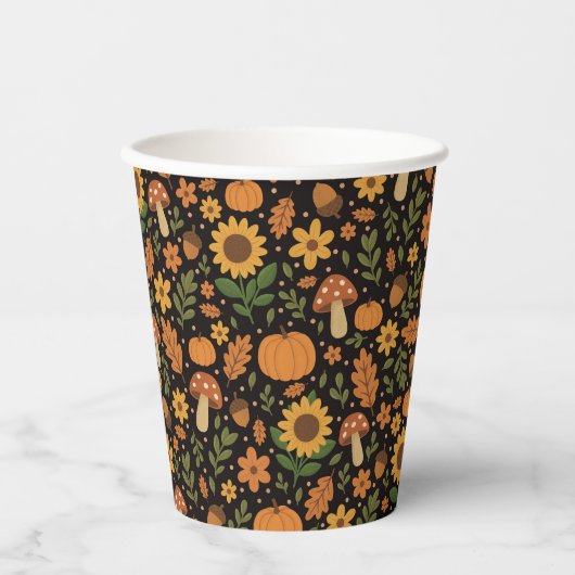 Hand Drawn Rustic Fall Pattern Paper Plates Pappbecher (Vorderseite)