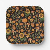 Hand Drawn Rustic Fall Pattern Paper Plates Pappteller (Vorderseite)
