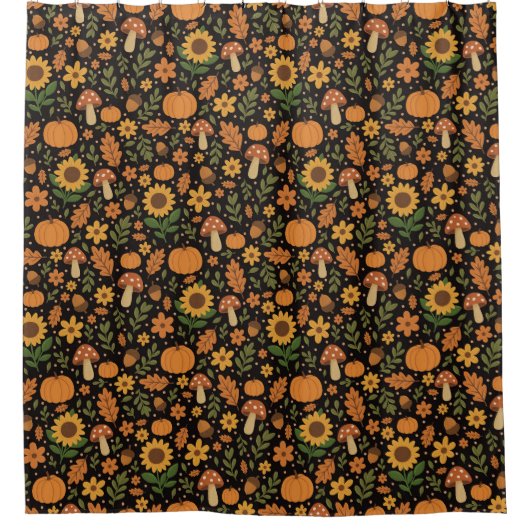 Hand Drawn Rustic Fall Pattern Shower Curtain Duschvorhang (Vorderseite)