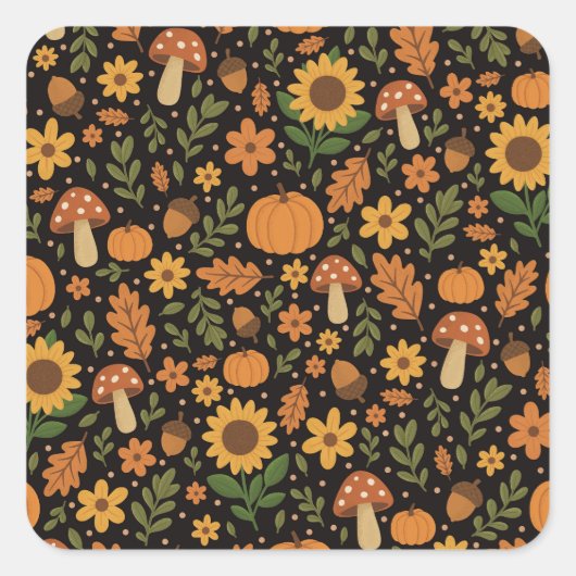 Hand Drawn Rustic Fall Pattern Sticker (Vorderseite)