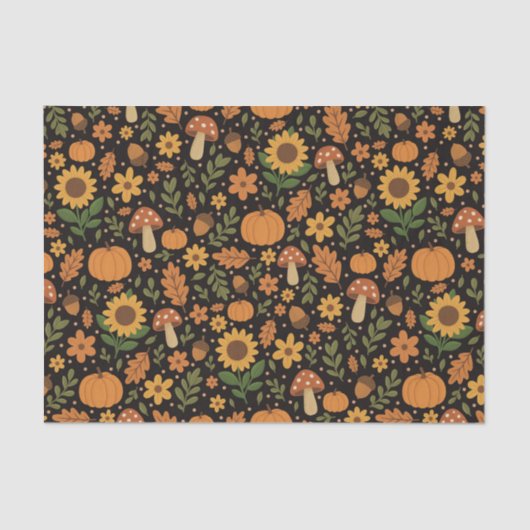 Hand Drawn Rustic Fall Pattern Tissue Paper Seidenpapier (Vorderseite)