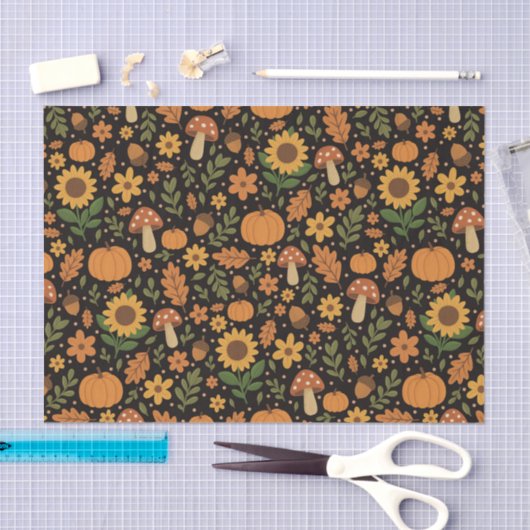 Hand Drawn Rustic Fall Pattern Tissue Paper Seidenpapier (Handwerk)