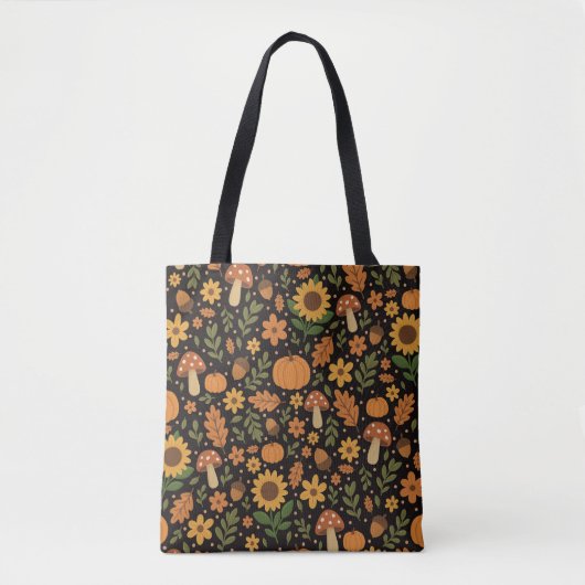 Hand Drawn Rustic Fall Pattern Tote Bag Tasche (Vorderseite)