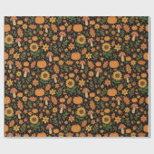Hand Drawn Rustic Fall Pattern Wrapping Paper Roll Geschenkpapier (Flach)