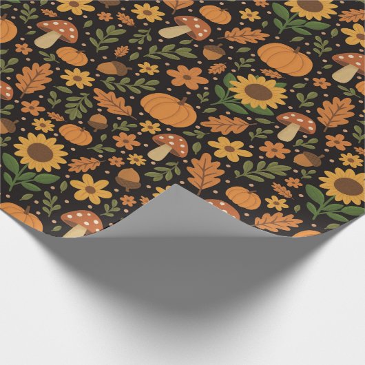 Hand Drawn Rustic Fall Pattern Wrapping Paper Roll Geschenkpapier (Ecke)