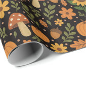 Hand Drawn Rustic Fall Pattern Wrapping Paper Roll Geschenkpapier (Rolleneckpunkt)