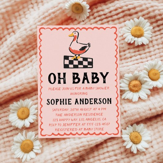 Hand Drawn Rustic Goose Oh Baby Shower Einladung