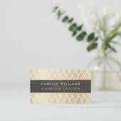 HAND DRAWN rustikales Muster stilvolle Goldfolie Visitenkarte (Stehend Vorderseite)